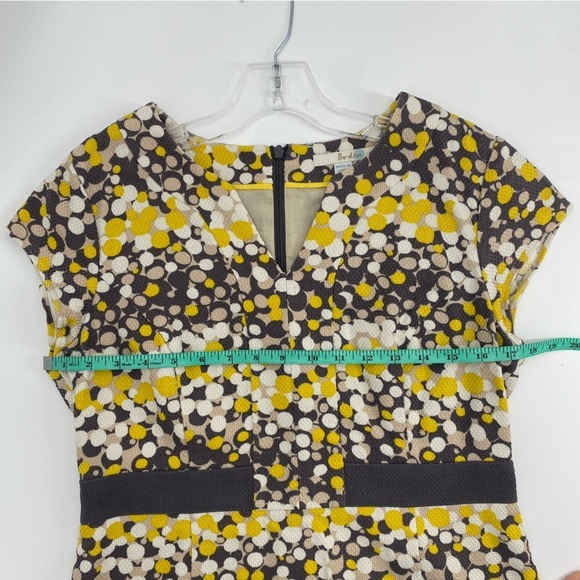 Boden Textured Cotton Gray Yellow dot short sleeve dress size 8 - Picture 8 of 11